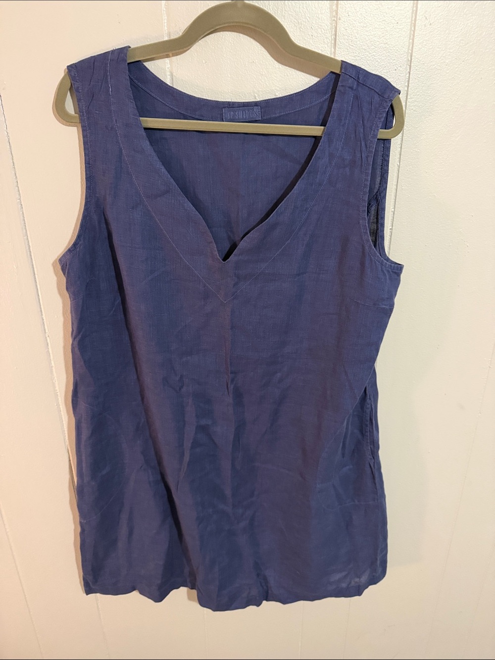 CP Shades Sleeveless V-Neck Linen Women’s Dress in Navy Blue
